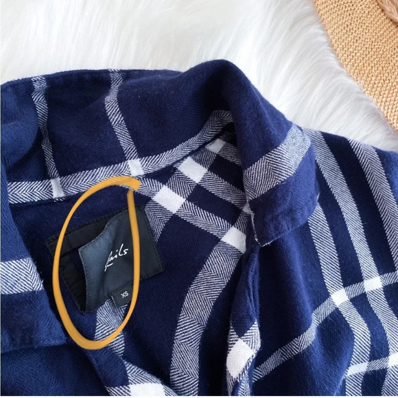 Rails Long Sleeve Trouser Pajama Top Shirt Navy Blue White Plaid Flannel XS - Picture 10 of 16